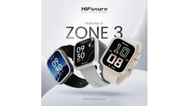 HiFuture Zone 3 smartwatch collection showing black, white, and beige models with large digital displays HiFuture Zone 3 smartwatch collection showing black, white, and beige models with large digital displays