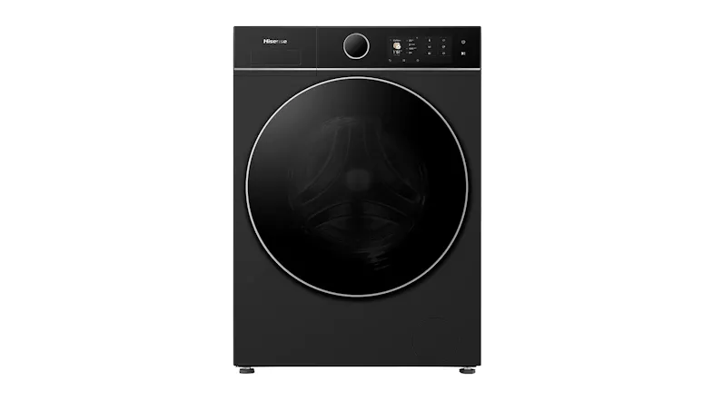 Hisense Series 8i 10kg Front Loader Washing Machine in a sleek black colour Hisense Series 8i 10kg Front Loader Washing Machine in a sleek black colour