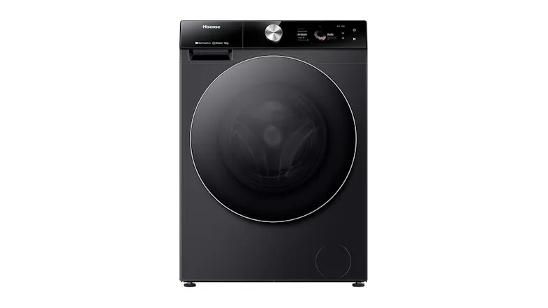 Hisense Series 9s 12kg Front Loader Washing Machine in a sleek black colour Hisense Series 9s 12kg Front Loader Washing Machine in a sleek black colour