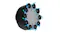 Bottom view of the punching bag base showing multiple round suction cups arranged in a circular pattern Bottom view of the punching bag base showing multiple round suction cups arranged in a circular pattern