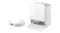 Side‑by‑side view of the Roborock docking station and the robotic vacuum separated Side‑by‑side view of the Roborock docking station and the robotic vacuum separated