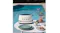 Smeg Porsche toaster on an outdoor table next to a pool, styled with breakfast items Smeg Porsche toaster on an outdoor table next to a pool, styled with breakfast items