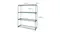 Green metal storage rack showing size measurements and 33cm spacing between shelves Green metal storage rack showing size measurements and 33cm spacing between shelves