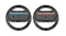 Top view of two black wheels with blue and red controllers Top view of two black wheels with blue and red controllers