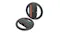 Angled view of two steering wheels with controllers inserted Angled view of two steering wheels with controllers inserted