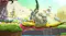 A game scene with a dinosaur runs along a giant petal A game scene with a dinosaur runs along a giant petal