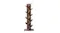 A front view of an 8‑tier wooden tree bookshelf with a dark wood finish and angled shelves on a sturdy base A front view of an 8‑tier wooden tree bookshelf with a dark wood finish and angled shelves on a sturdy base