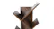 A close‑up view of the upper shelves showing angled wooden tiers, smooth edges, and rich dark wood texture A close‑up view of the upper shelves showing angled wooden tiers, smooth edges, and rich dark wood texture