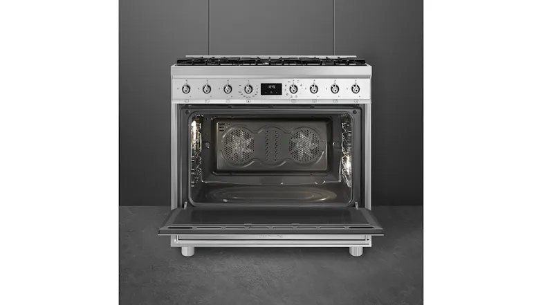An oven interior displaying the dual cooling fans An oven interior displaying the dual cooling fans