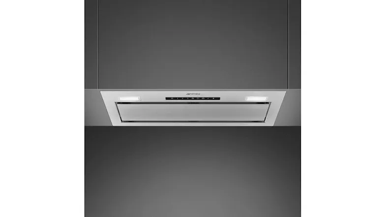 Smeg classic rangehood installed in a dark grey cabinetry Smeg classic rangehood installed in a dark grey cabinetry
