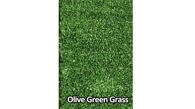 Close‑up view of olive green artificial grass showing dense, short synthetic blades with a uniform texture Close‑up view of olive green artificial grass showing dense, short synthetic blades with a uniform texture