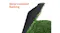 Angled close‑up of artificial grass lifted to reveal the black wear‑resistant backing underneath Angled close‑up of artificial grass lifted to reveal the black wear‑resistant backing underneath