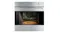 Front view of the built-in Smeg oven baking pizza Front view of the built-in Smeg oven baking pizza