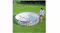 A woman fills a zebra-print NNEVL Bestway Steel Pro pool with a garden hose on a large green lawn A woman fills a zebra-print NNEVL Bestway Steel Pro pool with a garden hose on a large green lawn
