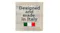 Fabric tag with text "Designed and made in Italy" and flag Fabric tag with text "Designed and made in Italy" and flag