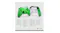 Front and back views of the Velocity Green Xbox controller with multilingual text highlighting features Front and back views of the Velocity Green Xbox controller with multilingual text highlighting features