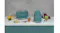 An emerald green kettle and toaster beside lemons, tea, and fruit An emerald green kettle and toaster beside lemons, tea, and fruit