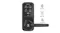 A Pro Latch smart door lock front view with touchscreen keypad, fingerprint sensor, and Wi‑Fi connectivity icons displayed A Pro Latch smart door lock front view with touchscreen keypad, fingerprint sensor, and Wi‑Fi connectivity icons displayed