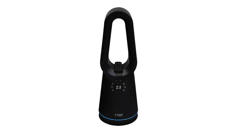 Russell Hobbs Bladeless Fan & Heater 59cm/2000W in a sleek black colour Russell Hobbs Bladeless Fan & Heater 59cm/2000W in a sleek black colour