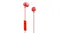 Angled view of the red silicone ear tips and housing Angled view of the red silicone ear tips and housing