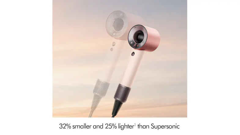 Side‑by‑side comparison of Dyson Supersonic and Supersonic Travel hair dryers in ceramic pink and rose gold Side‑by‑side comparison of Dyson Supersonic and Supersonic Travel hair dryers in ceramic pink and rose gold