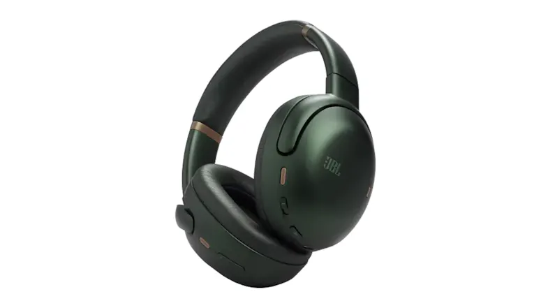 A green JBL Tour One M3 Smart Tx Adaptive Noise Cancelling Wireless Over-Ear Headphones A green JBL Tour One M3 Smart Tx Adaptive Noise Cancelling Wireless Over-Ear Headphones