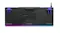 Underside view of the wired keyboard with purple accents Underside view of the wired keyboard with purple accents