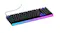 High-angle left side view of the keyboard with glowing RGB light bar High-angle left side view of the keyboard with glowing RGB light bar