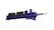 Side view of the Logitech keyboard with purple support legs Side view of the Logitech keyboard with purple support legs