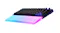 Angled view of black keyboard with glowing translucent palmrest Angled view of black keyboard with glowing translucent palmrest