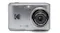 Front view of the digital camera with a circular black zoom lens Front view of the digital camera with a circular black zoom lens