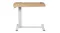 Front view of the Levede adjustable side table, featuring a light wood tabletop and a white frame with a slim T‑shaped base Front view of the Levede adjustable side table, featuring a light wood tabletop and a white frame with a slim T‑shaped base