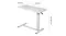 A detailed close‑up of a rounded white marble‑effect tabletop surface with smooth edges A detailed close‑up of a rounded white marble‑effect tabletop surface with smooth edges