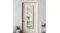 A white jewellery mirror mounted over a door in a bedroom, showing a space‑saving design and modern style A white jewellery mirror mounted over a door in a bedroom, showing a space‑saving design and modern style