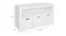 White storage cabinet with labelled dimensions: 95.5 cm wide, 61 cm high, and 33 cm deep White storage cabinet with labelled dimensions: 95.5 cm wide, 61 cm high, and 33 cm deep