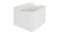 Close-up of a white rectangular storage bin showing smooth panels and visible metal screws on the sides Close-up of a white rectangular storage bin showing smooth panels and visible metal screws on the sides