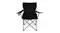 Front view of a black Levede folding camping chair with armrests and cross‑frame metal legs Front view of a black Levede folding camping chair with armrests and cross‑frame metal legs