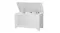 White wooden Levede children’s storage chest with the hinged lid open, showing the interior and metal lid supports White wooden Levede children’s storage chest with the hinged lid open, showing the interior and metal lid supports