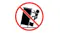 Hazard warning graphic of a child pulling a cabinet causing a tip-over, marked with a red prohibition circle Hazard warning graphic of a child pulling a cabinet causing a tip-over, marked with a red prohibition circle