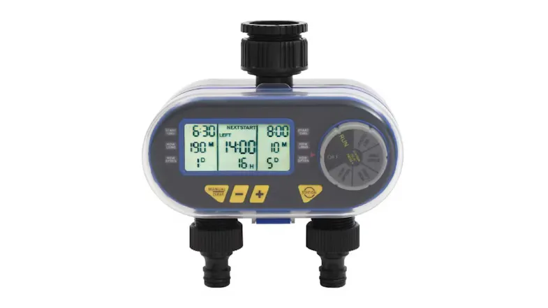 Front view of the NNEVL Dual Outlet Digital irrigation Water timer Front view of the NNEVL Dual Outlet Digital irrigation Water timer