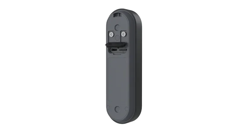 Back view of the video doorbell with an open port cover Back view of the video doorbell with an open port cover
