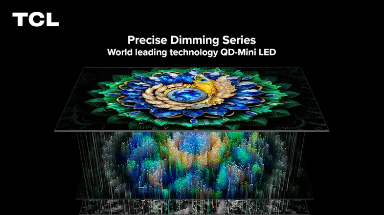 Promotional image titled “Precise Dimming Series – World‑leading technology QD‑Mini LED” Promotional image titled “Precise Dimming Series – World‑leading technology QD‑Mini LED”
