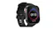 Angled view of smartwatch with metal frame and black strap, showing circular battery animation, time, date, and full charge Angled view of smartwatch with metal frame and black strap, showing circular battery animation, time, date, and full charge