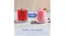 Before‑and‑after comparison showing a red liquid drink on the left transforming into a pink frozen slush on the right Before‑and‑after comparison showing a red liquid drink on the left transforming into a pink frozen slush on the right