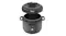 The pressure cooker shown with the lid lifted off, revealing the removable inner cooking pot inside the base unit The pressure cooker shown with the lid lifted off, revealing the removable inner cooking pot inside the base unit