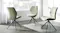 Three olive fabric dining chairs grouped together, showing curved backs, textured upholstery, and black metal legs Three olive fabric dining chairs grouped together, showing curved backs, textured upholstery, and black metal legs