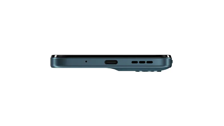 Bottom view of the Motorola Moto G06 showing the charging port, microphone opening, and speaker grille Bottom view of the Motorola Moto G06 showing the charging port, microphone opening, and speaker grille