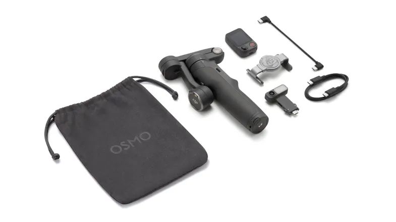 DJI Osmo Mobile smartphone gimbal bundle with carrying pouch, mount, tripod, and cables DJI Osmo Mobile smartphone gimbal bundle with carrying pouch, mount, tripod, and cables