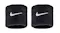 A pair of black Nike wristbands with white Swoosh logo A pair of black Nike wristbands with white Swoosh logo