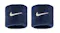 Pair of navy blue Nike wristbands with white Swoosh logo Pair of navy blue Nike wristbands with white Swoosh logo